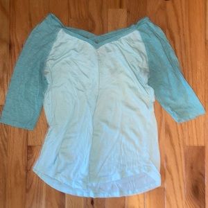 Teal crossback mid sleeve shirt